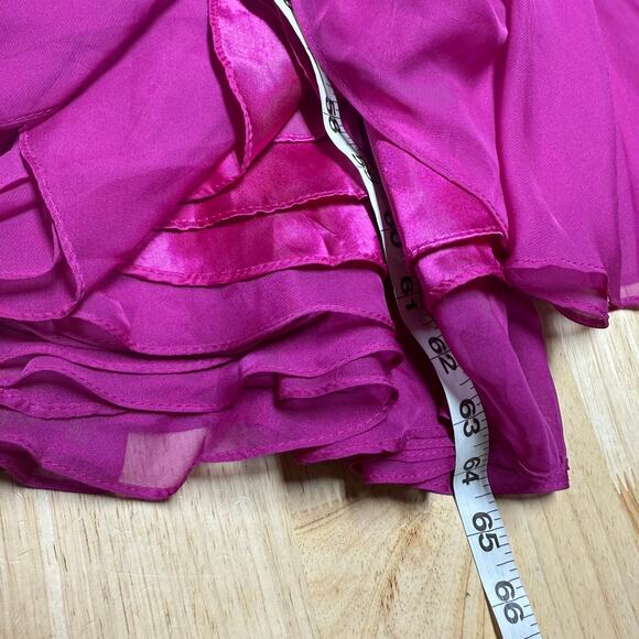 Mac Duggal NWT Strappy One Shoulder A Line Gown Chiffon Magenta Pink Size 4 - Picture 9 of 9